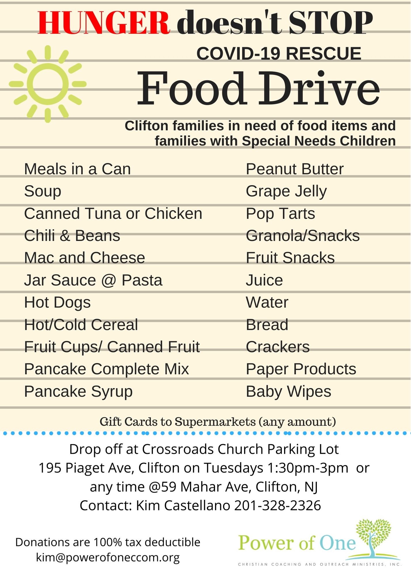 Food Drive – Covid-19 Rescue - Power Of One CCOM