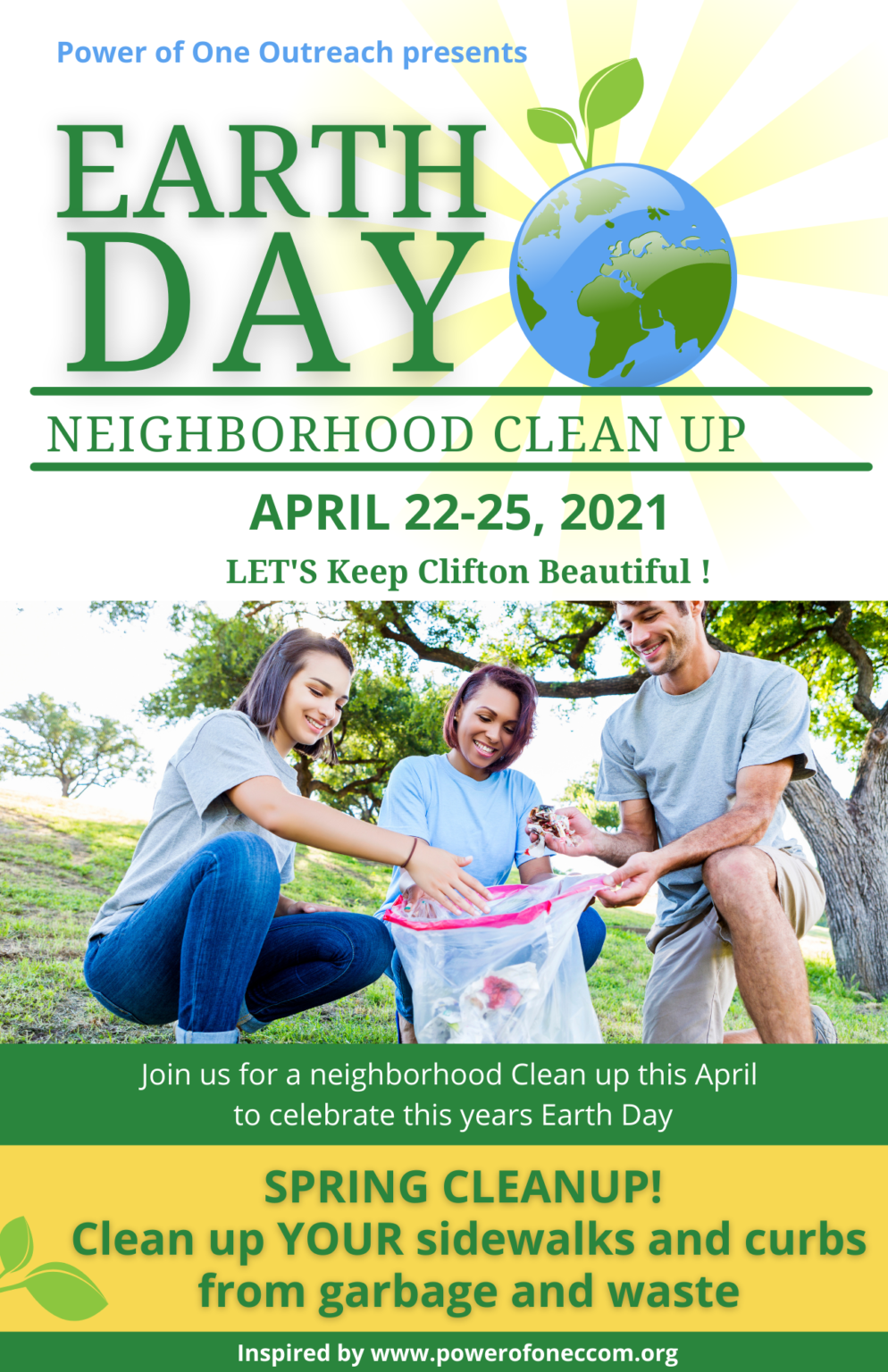 Earth Day Neighborhood Clean Up Power Of One